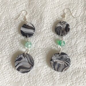 Handmade marbled polymer clay earrings
